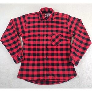 Johnson Woolen Mills Green Mountain Flannel Shirt Small Red Buffalo Plaid USA